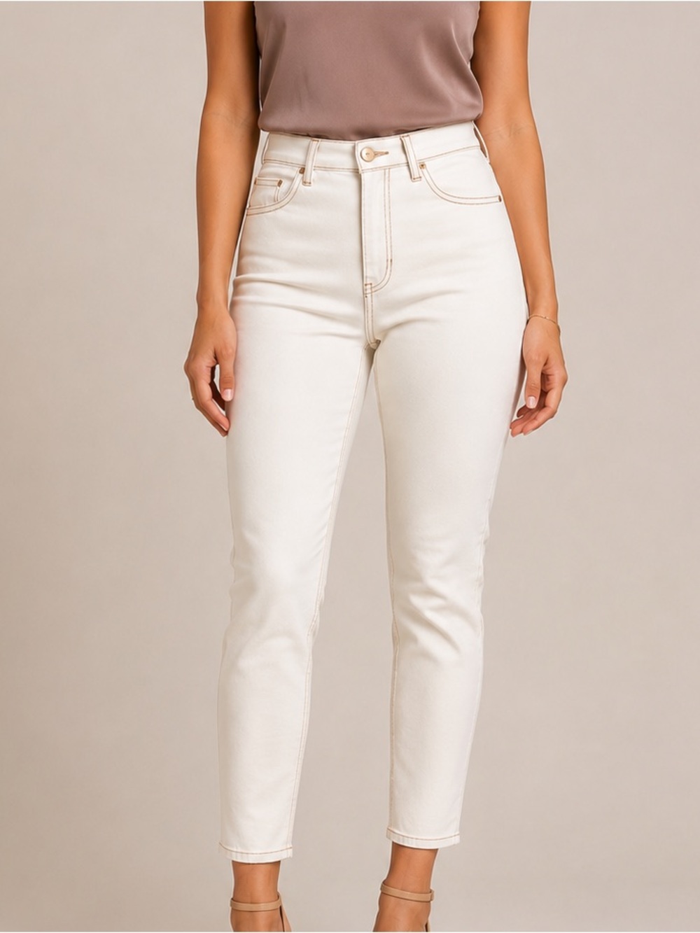 Nicole Miller New York SoHo High Rise Ankle Skinny Jeans Cream Women’s Size 12